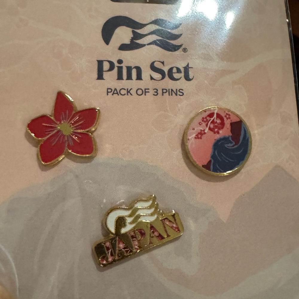 Japan Themed Pin Set with Red and Gold Accents